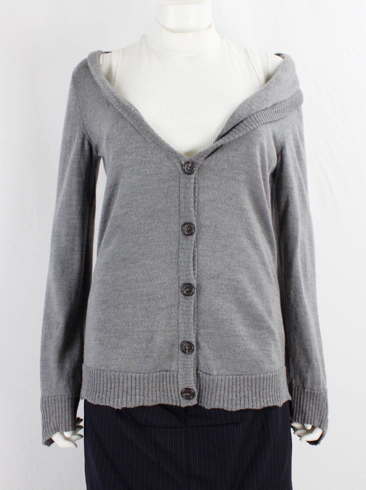 Maison Martin Margiela grey stretched out cardigan with off 