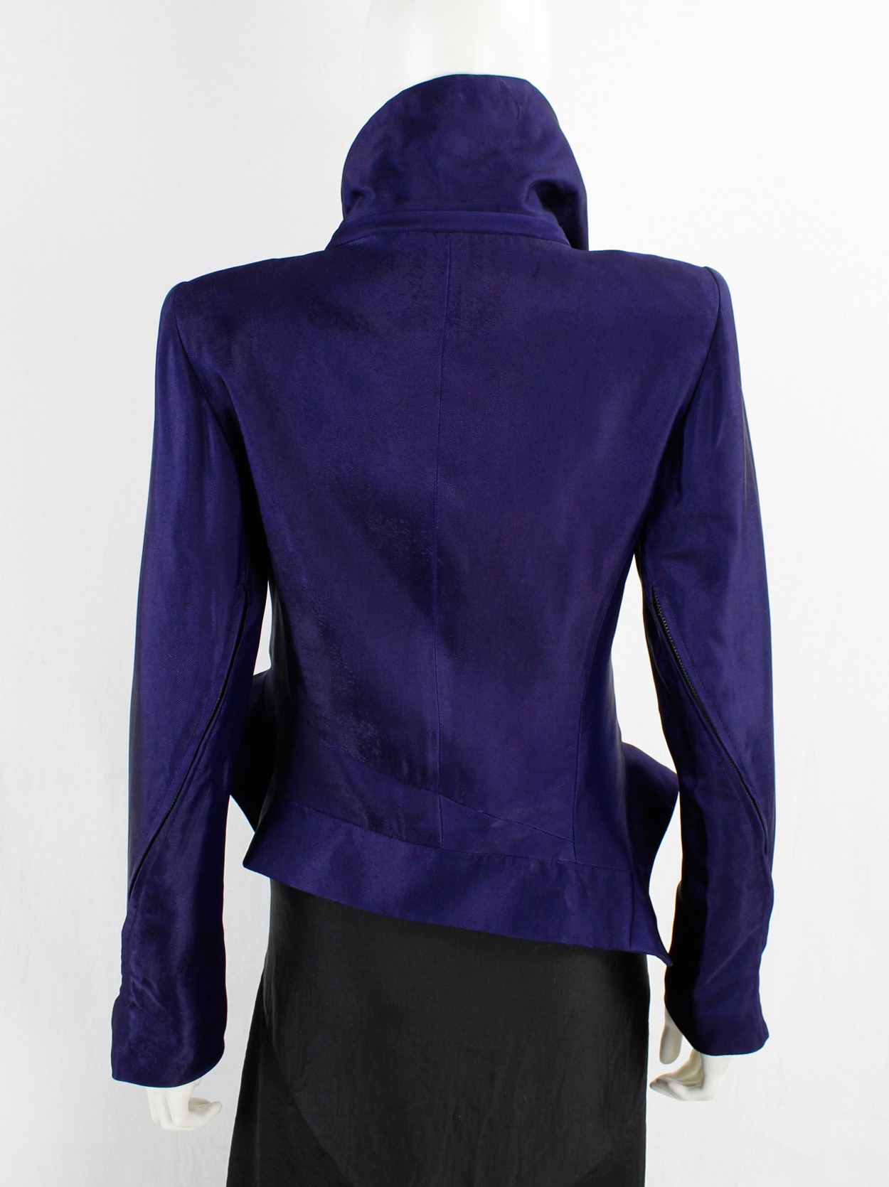 Ann Demeulemeester dark purple layered jacket with standing collar