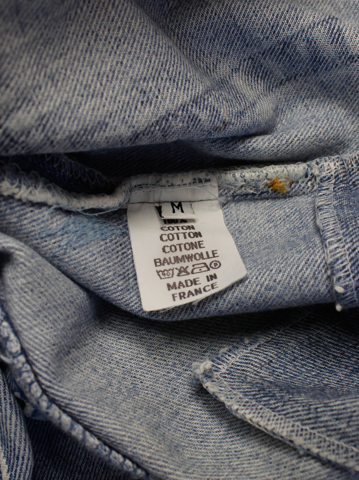 Maison Martin Margiela artisanal blue denim trousers with darker 
