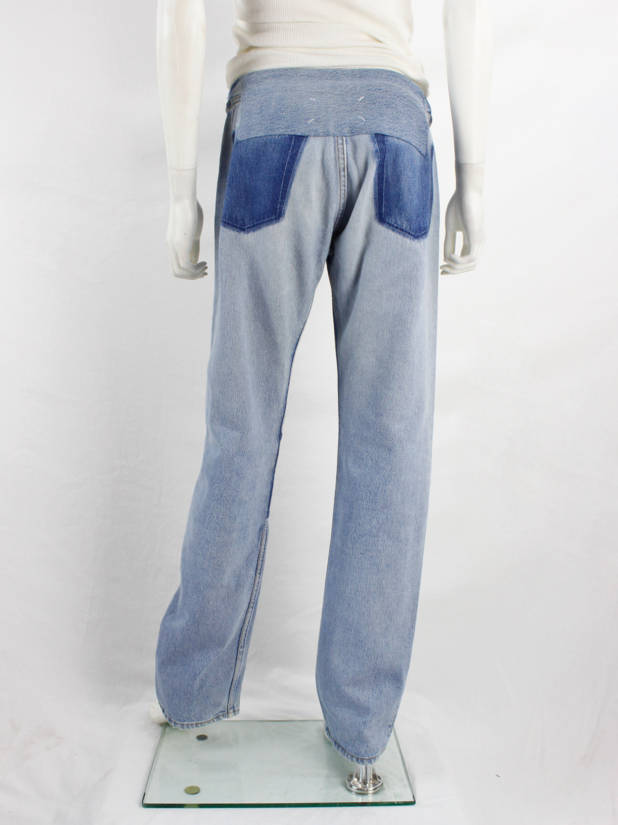 Maison Martin Margiela artisanal blue denim trousers with darker 