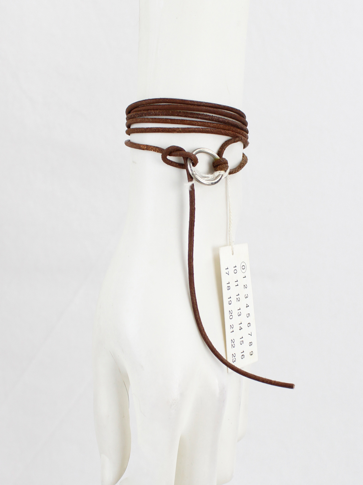 Maison Martin Margiela 0 artisanal dark brown leather lace belt or 
