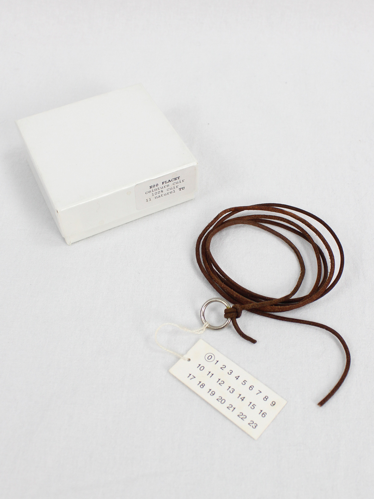 Maison Martin Margiela 0 artisanal dark brown leather lace belt or