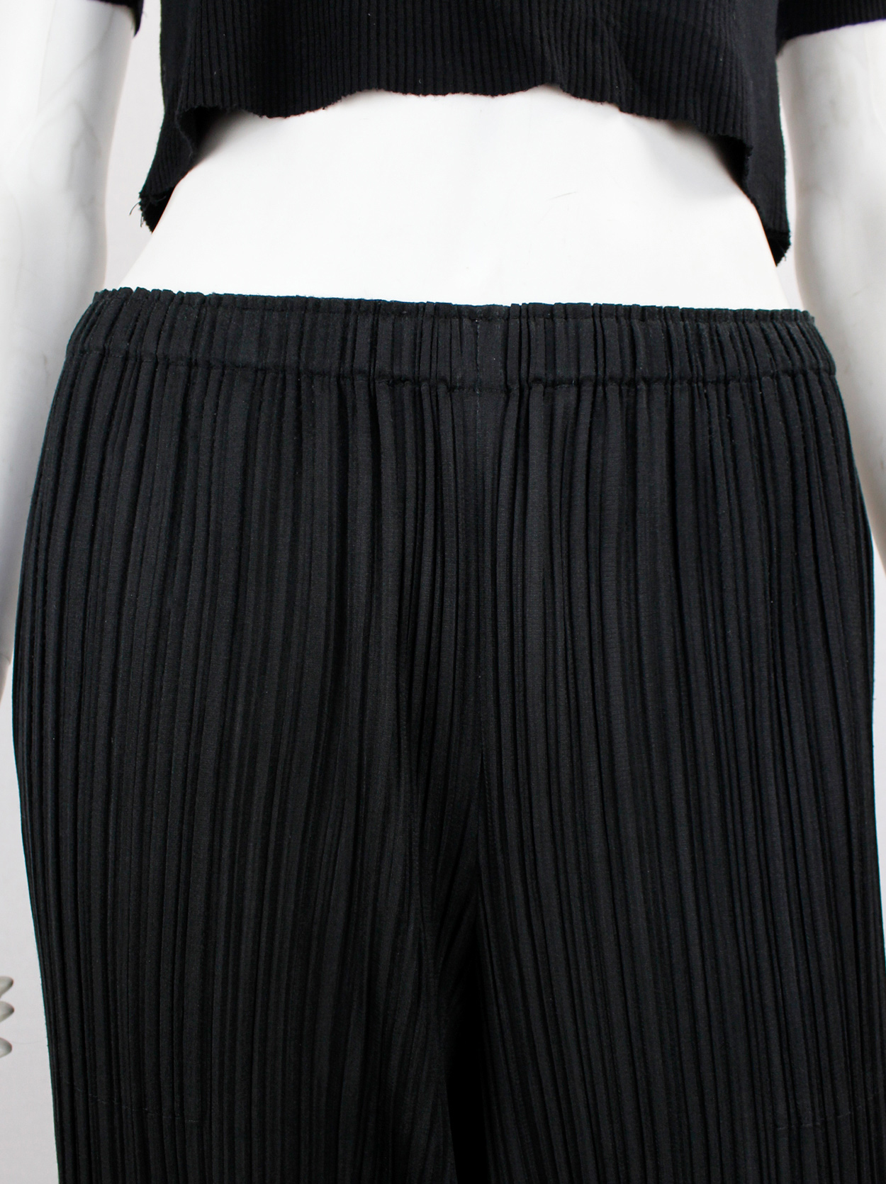 Issey Miyake Pleats Please black pleated trousers with straight 
