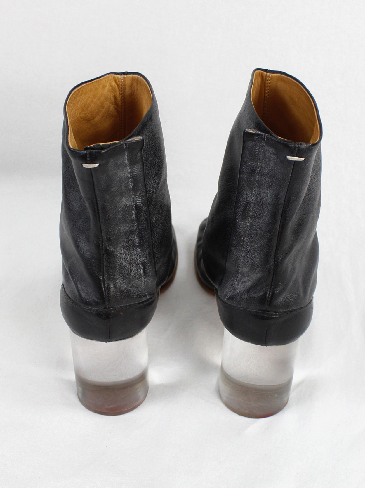 Maison Martin Margiela dark grey tabi boots with clear plexiglass