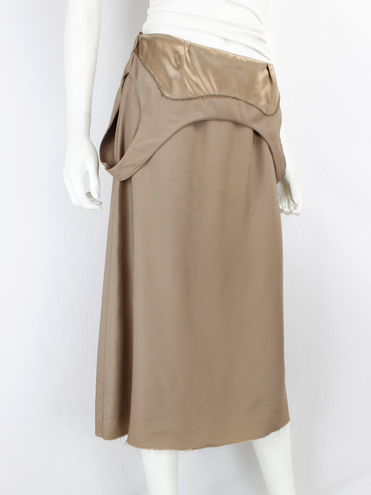Maison Martin Margiela brownish pink dress worn folded down as a 