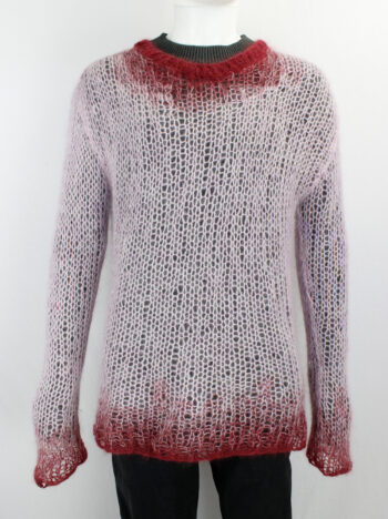 Ann Demeulemeester rosen open knit jumper with red ombre finishes