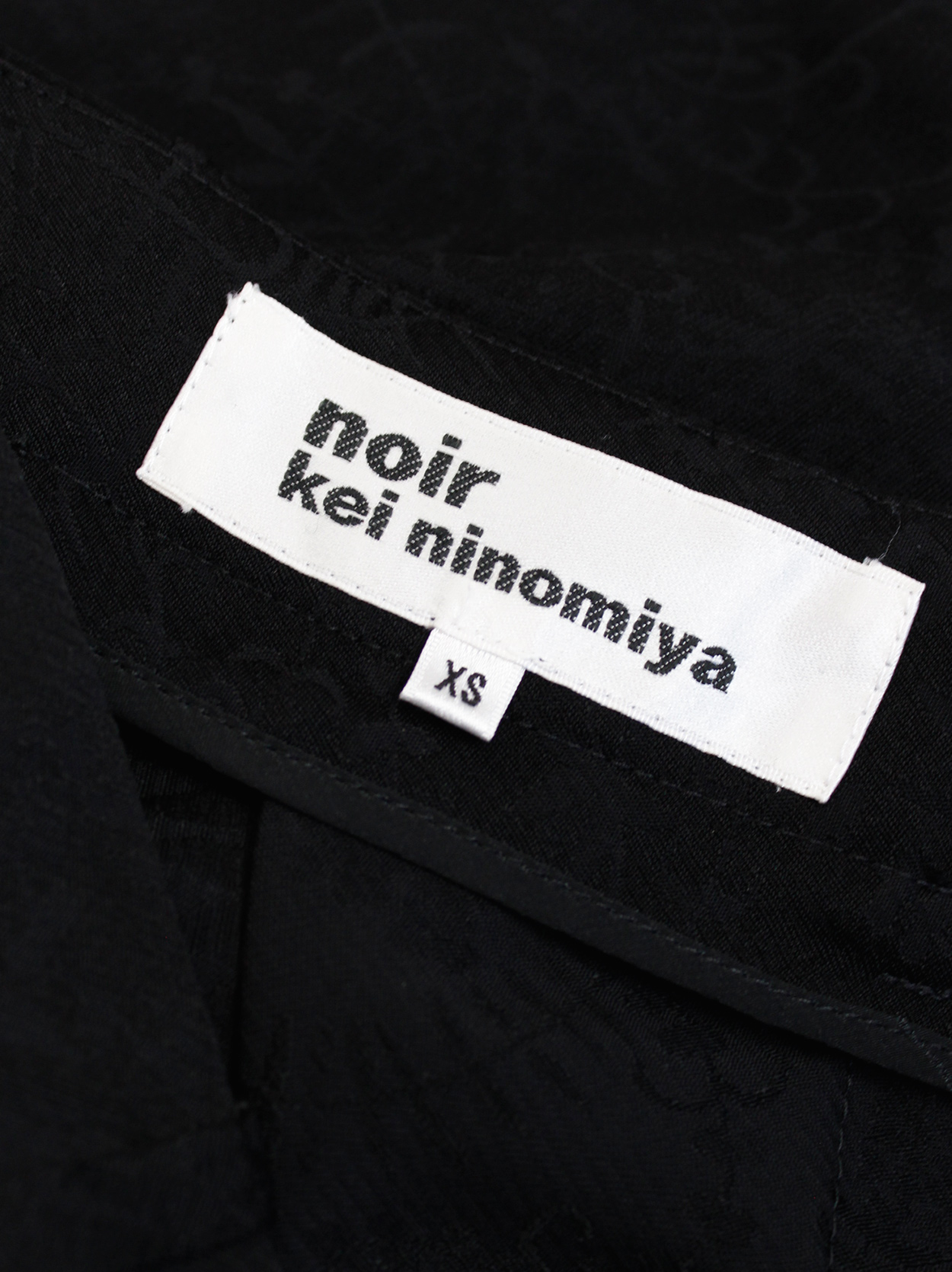 Noir Kei Ninomiya black brocade harem trousers with sharp front