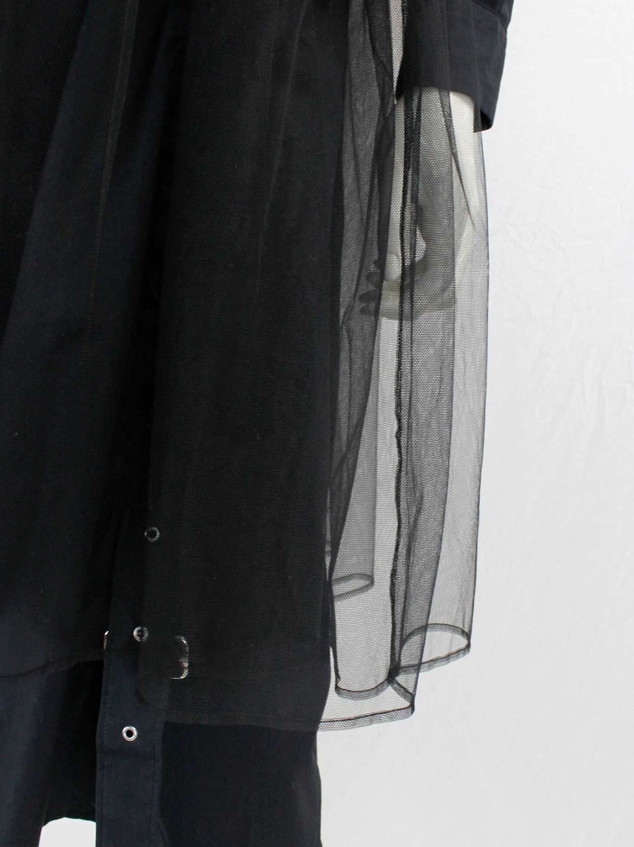 Noir Kei Ninomiya black sheer tulle dress or waistcoat with tiered
