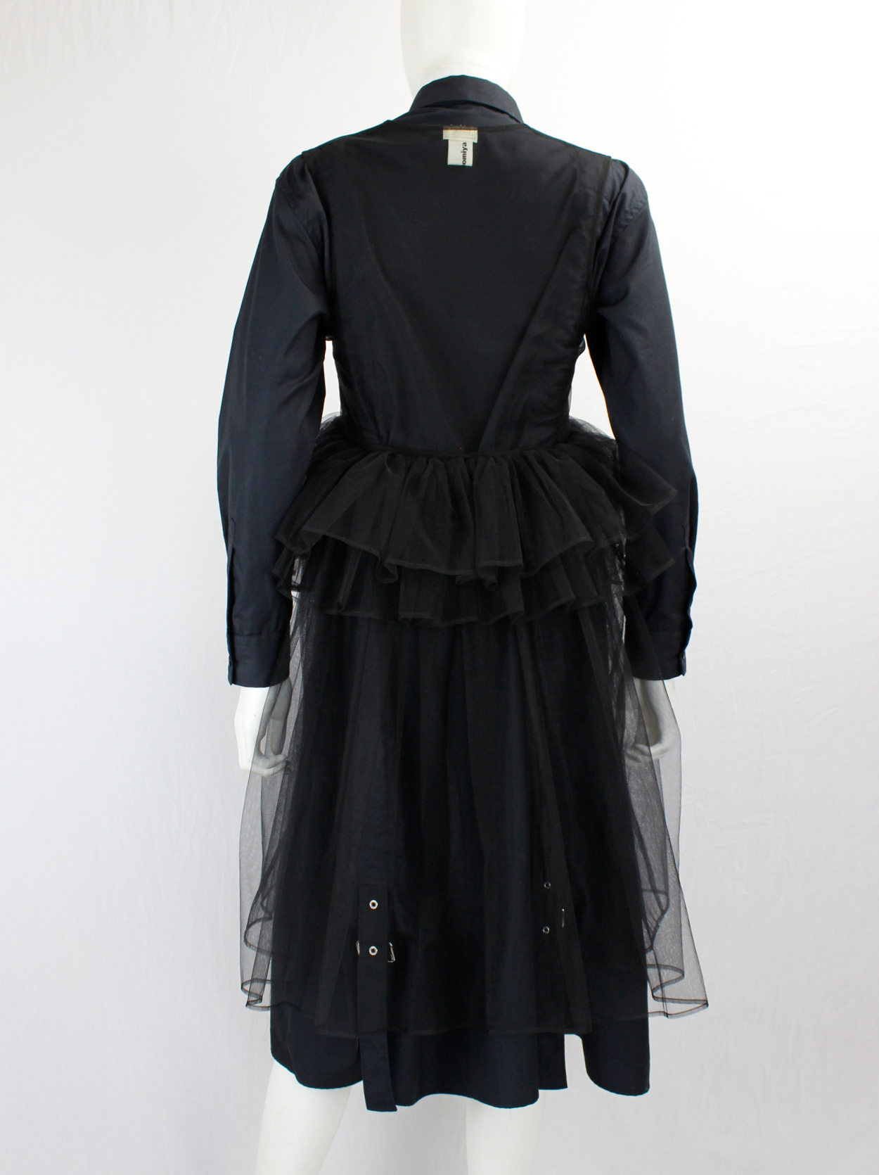 Noir Kei Ninomiya black sheer tulle dress or waistcoat with tiered