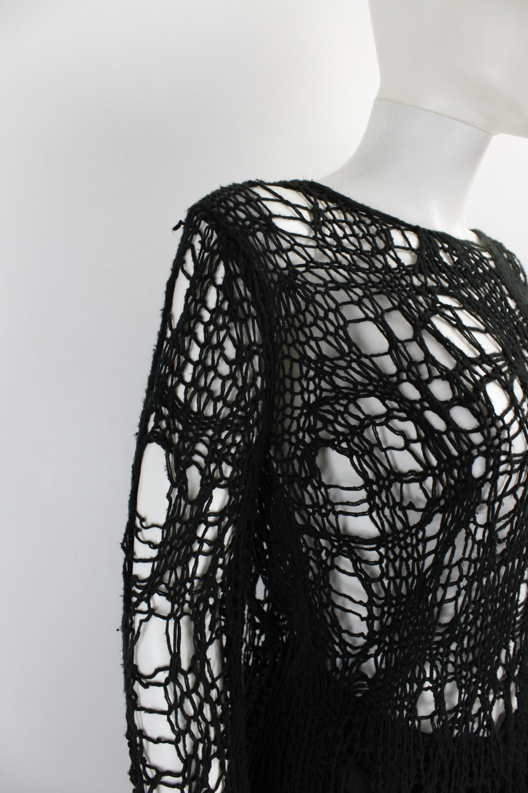 Junya Watanabe black spiderweb crochet jumper with irregular