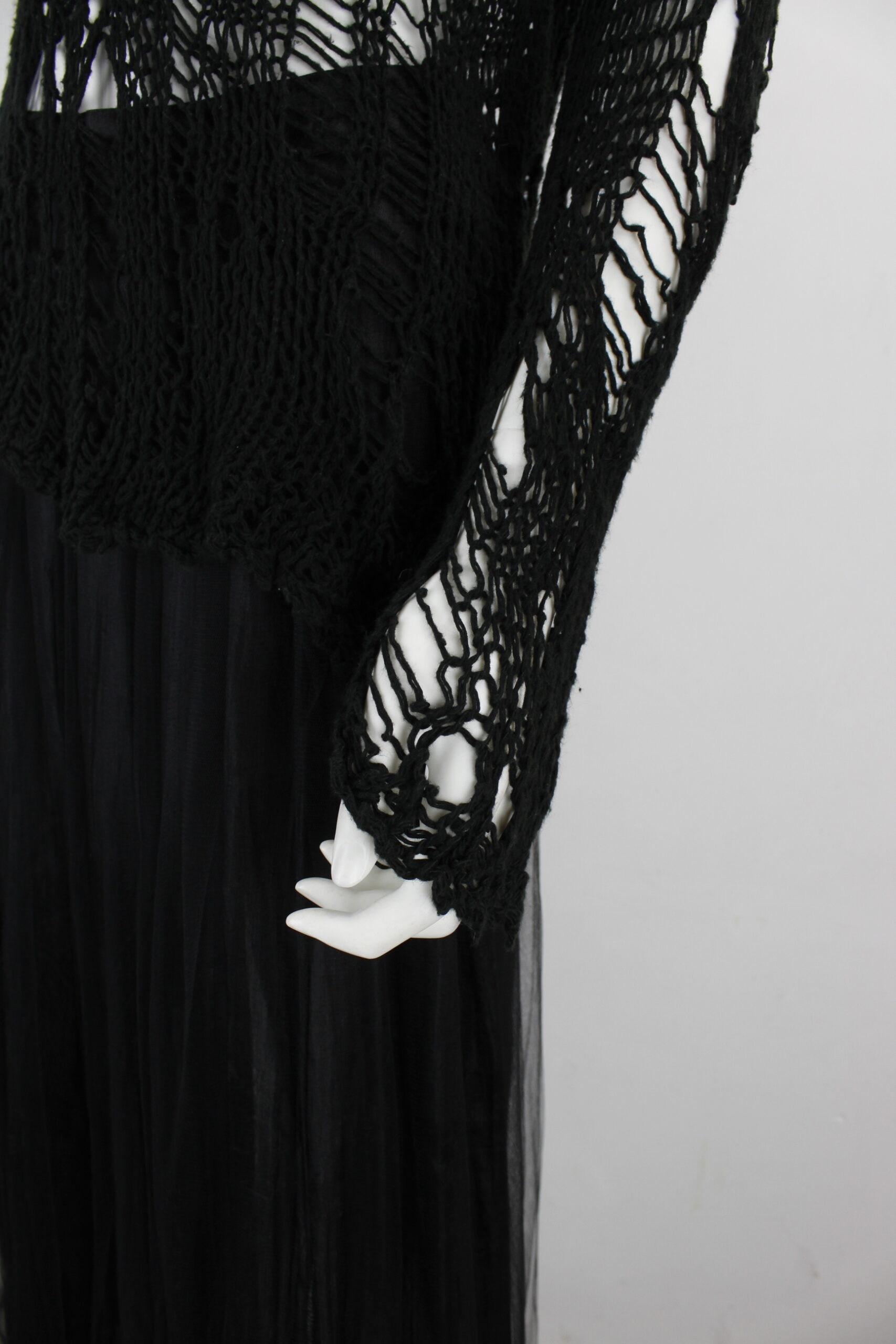Junya Watanabe black spiderweb crochet jumper with irregular