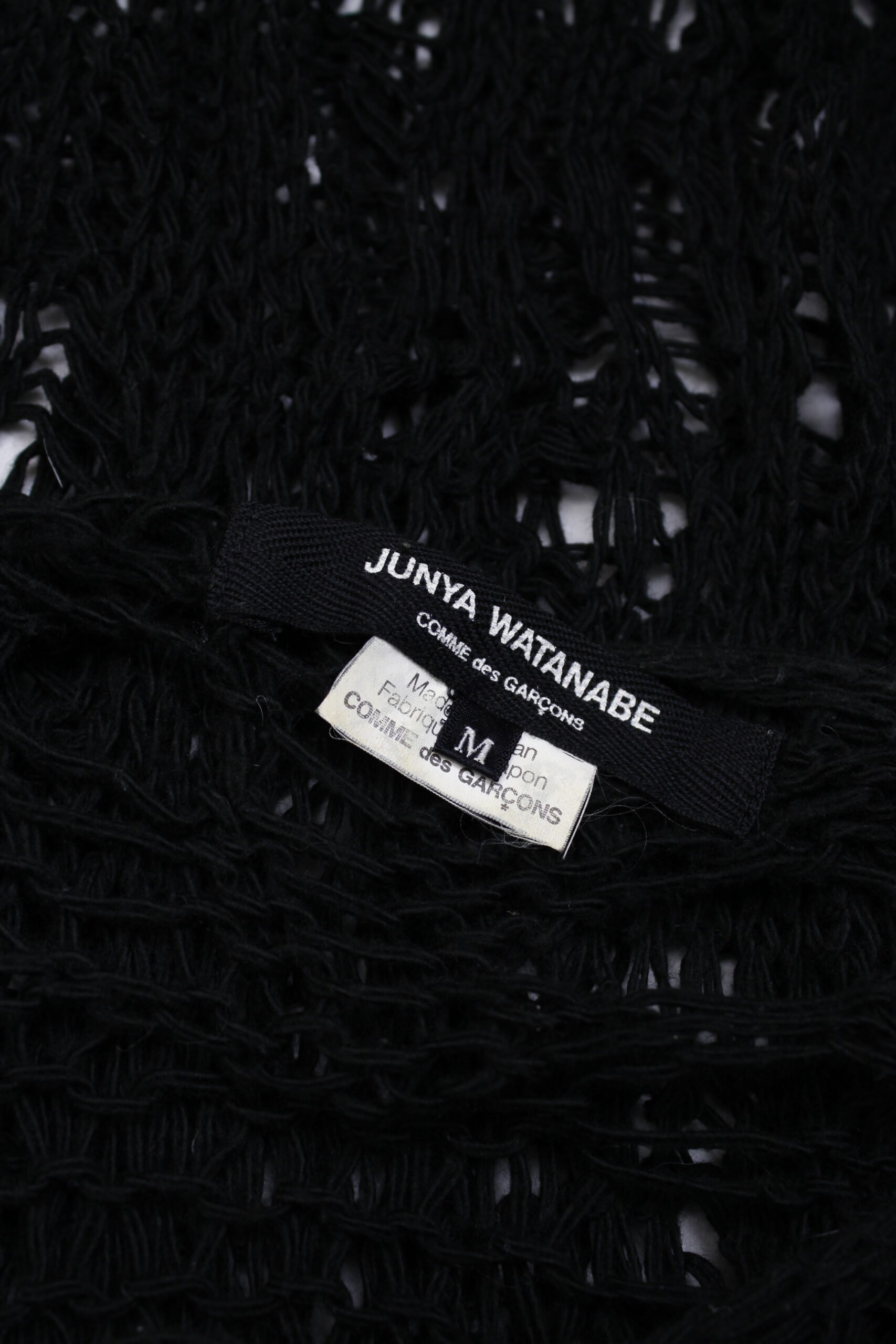 Junya Watanabe black spiderweb crochet jumper with irregular