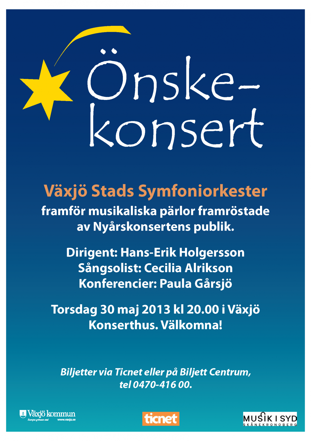 Växjö stad symfoniorkester 2013 Vårkonsert Affisch