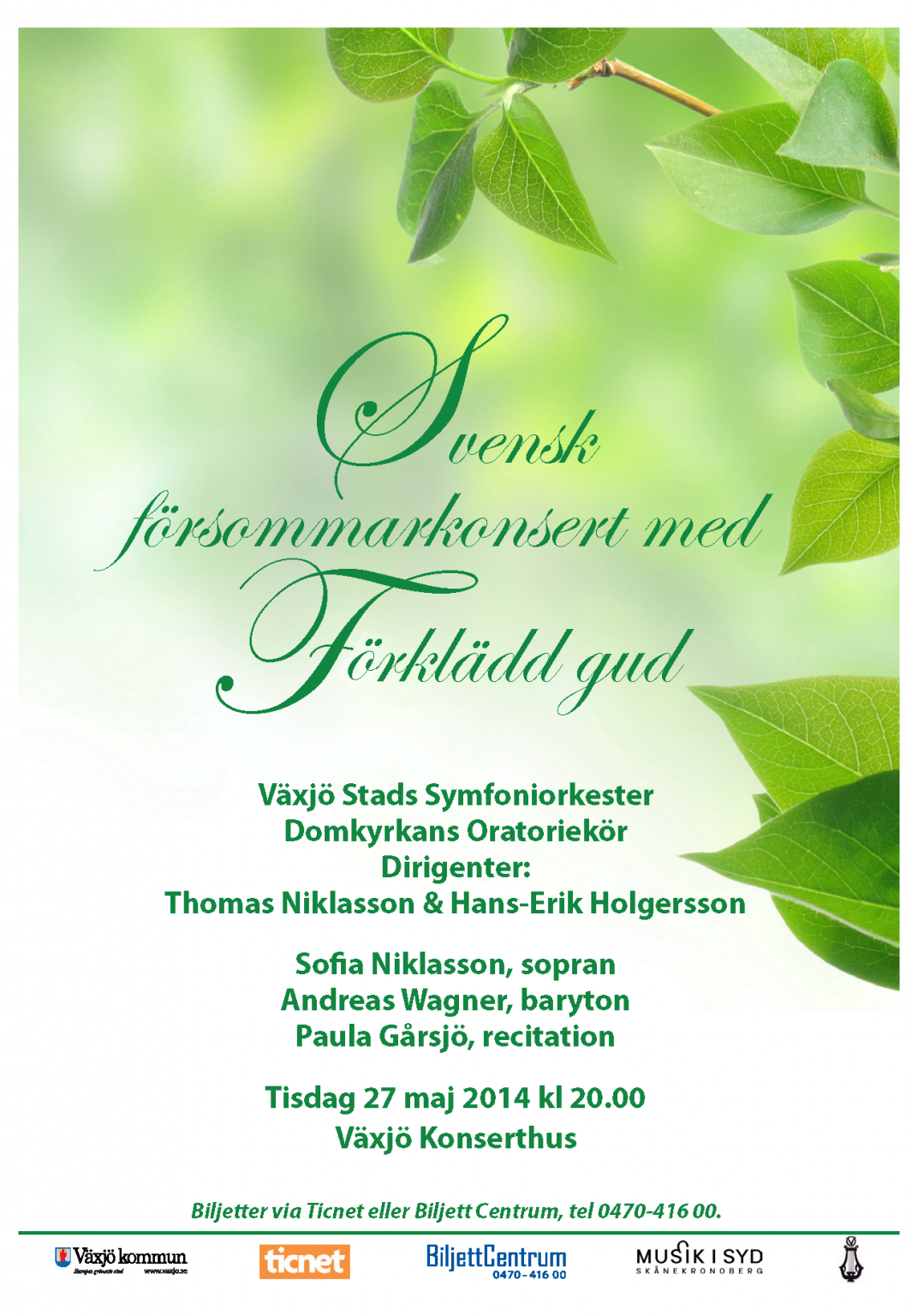 Växjö stad symfoniorkester 2014 Vårkonsert Affisch