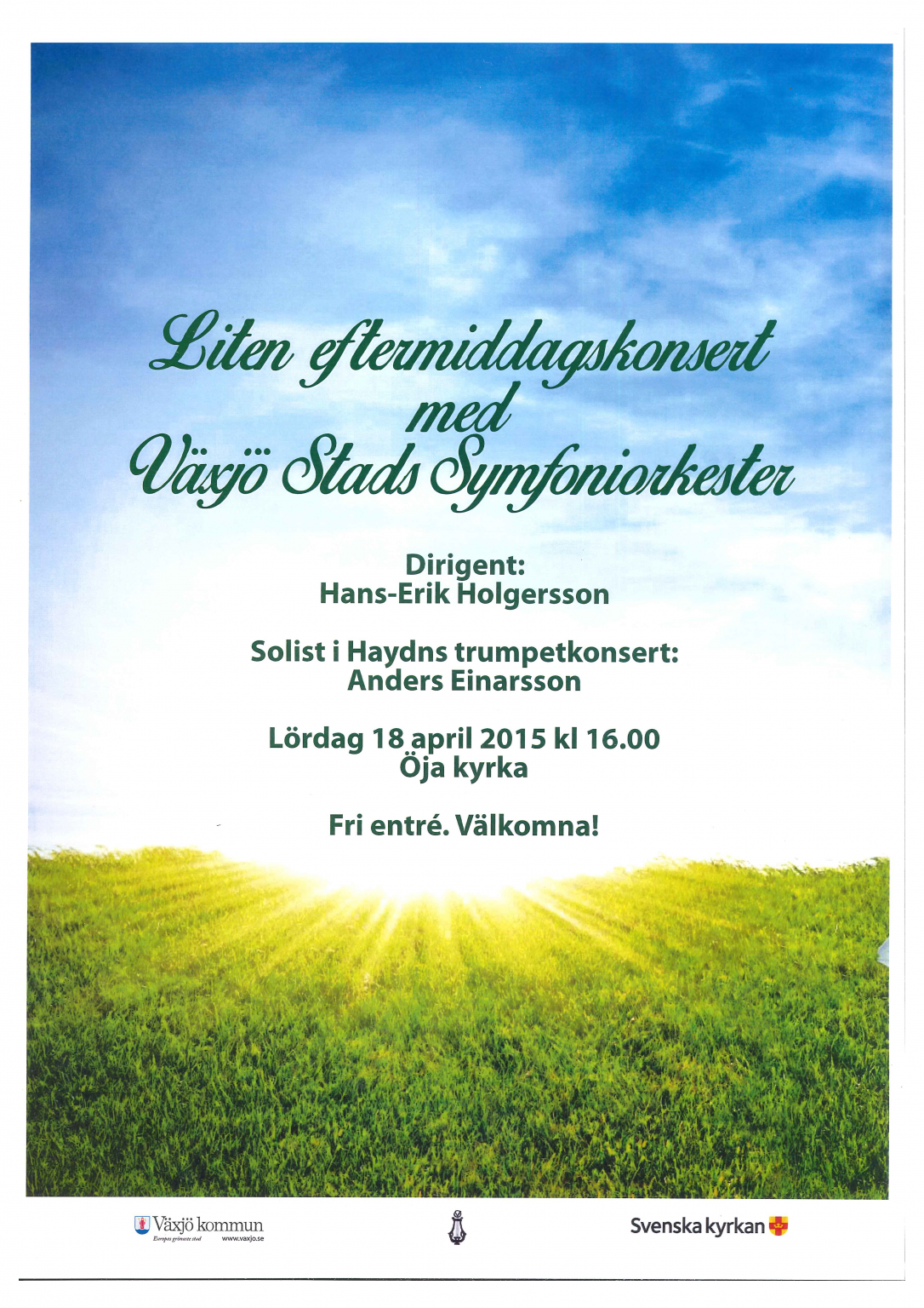 Växjö stad symfoniorkester 2015 Aprilkonsert Affisch