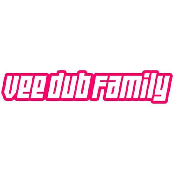 Vee Dub Family Retro Logo Sticker - Hot Pink