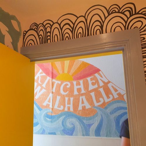 kitchen Walhalla mural mural nearby the kitchen, kitchen walhalla at vegane glorie