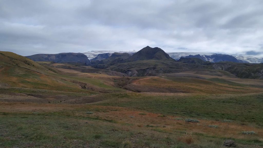 Ausblick auf Gletscher am Laugavegur Trail