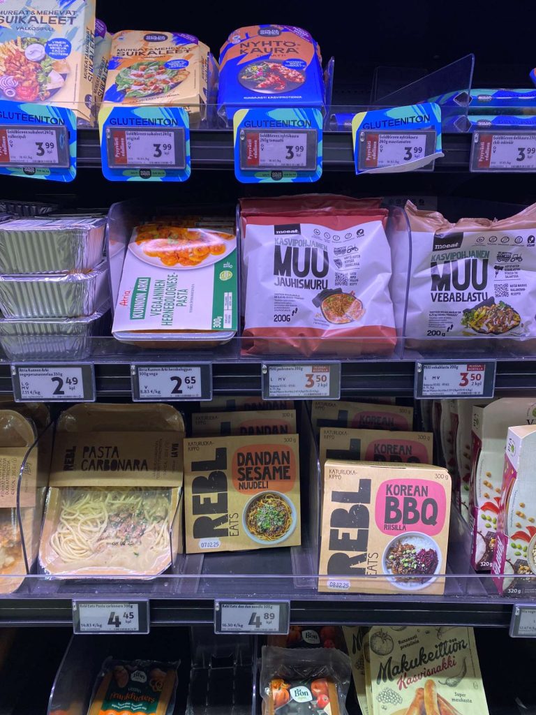 Auswahl im Supermarkt in Finnland