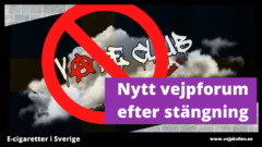 Vape Club Sweden -banneri, yliviivattu