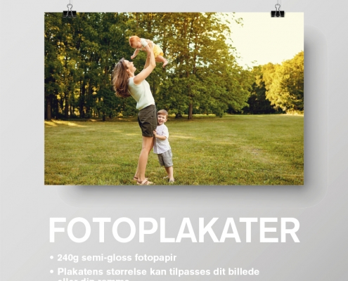 Fotoplakater på fotopapir - plakatens størrelse kan tilpasses dit billede eller din ramme