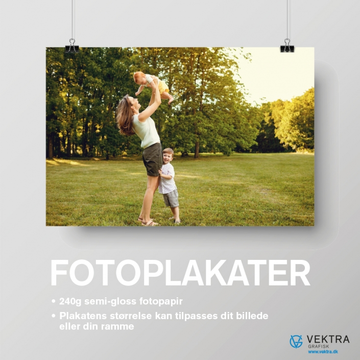 Fotoplakater på fotopapir - plakatens størrelse kan tilpasses dit billede eller din ramme