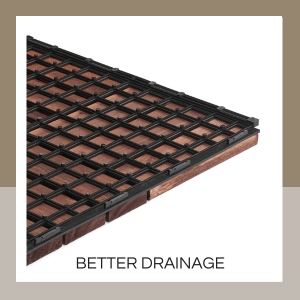 Thyoi-Pack 10 Deck tiles-Dark brown-Square joints-Better Drainage