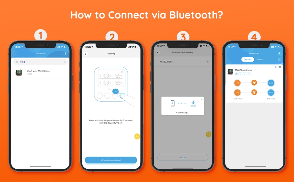 B5182 Bluetooth meat thermometer connection