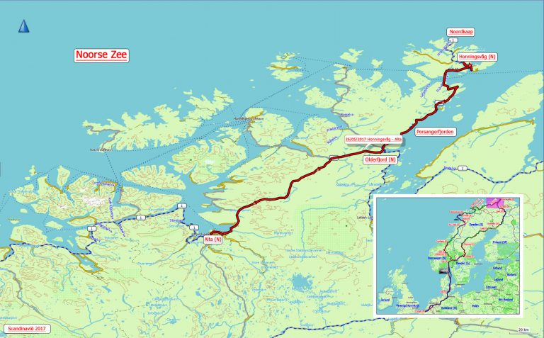 De rit van Honningsvåg richting Noordkaap en daarna naar Alta 