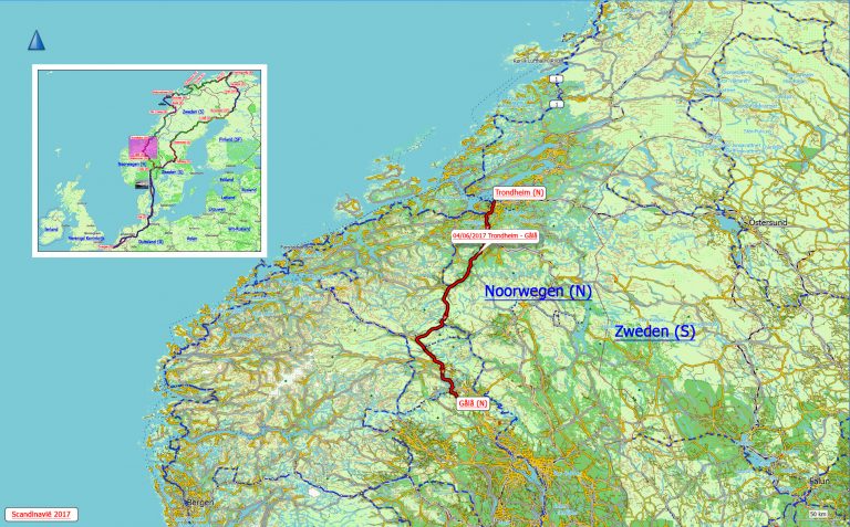 De rit van 295 km van Trondheim naar Gålå