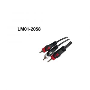 LM01-2058 2RCA Plugs - 3.5mm Stereo Plug Gold W/Black Cable