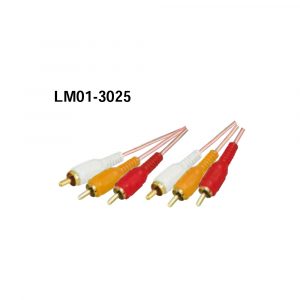 LM01-3025 3RCA Plugs - Plugs Gold,Clear Cable