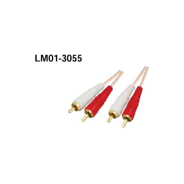 LM01-3055 2RCA Plugs - Plugs,Gold Clear Cable