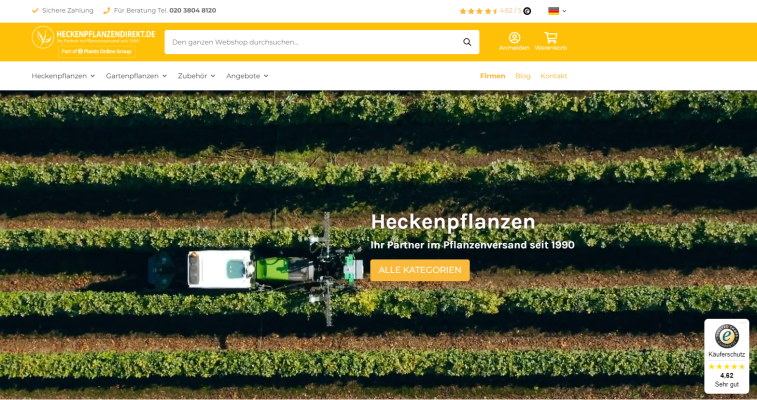 Plants Online Duitse SEO vertaling volledige website