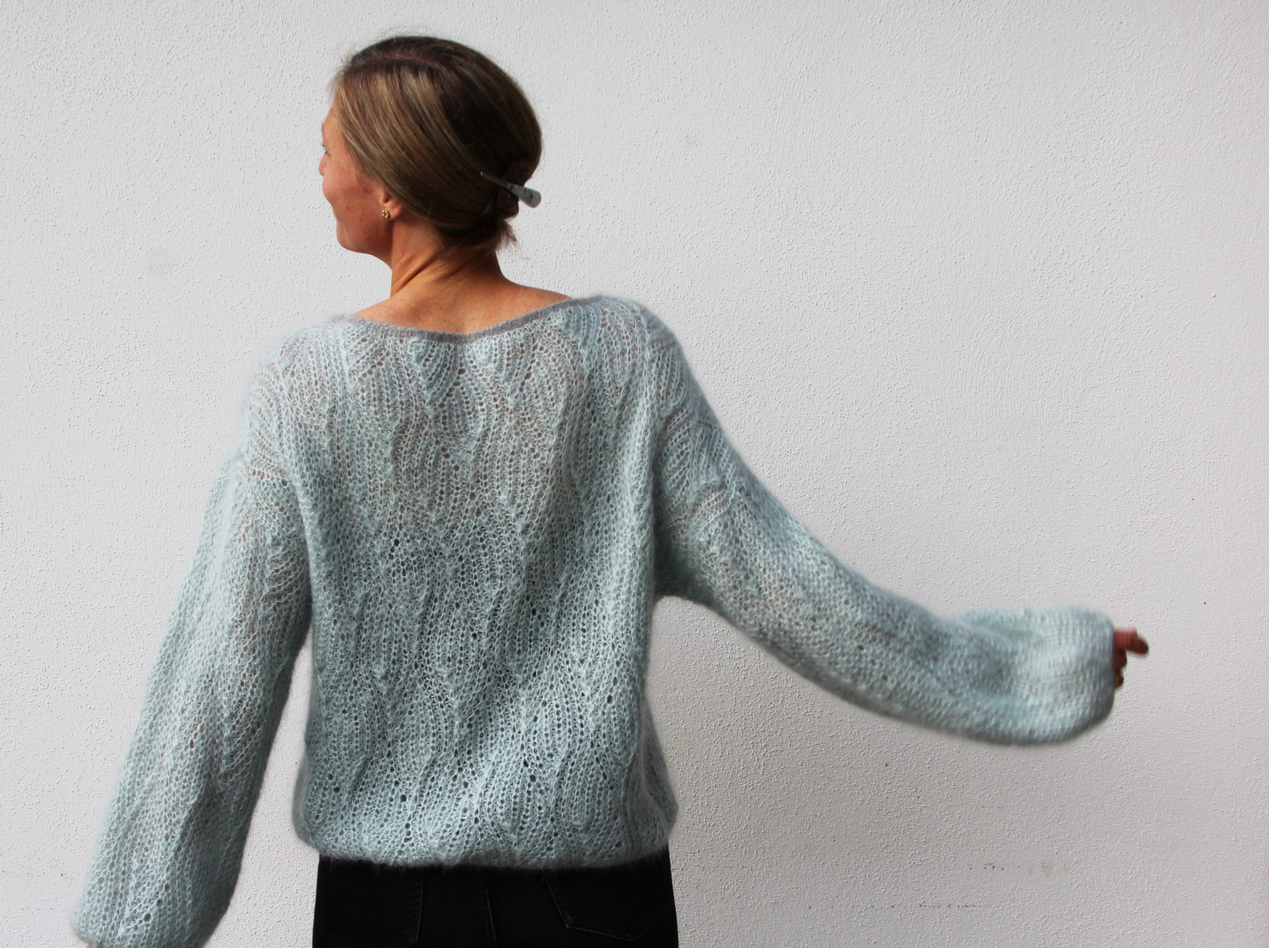 Strikkeopskrift VesterbyCrea.No.18 | Sweater half fisherman´s rib pattern