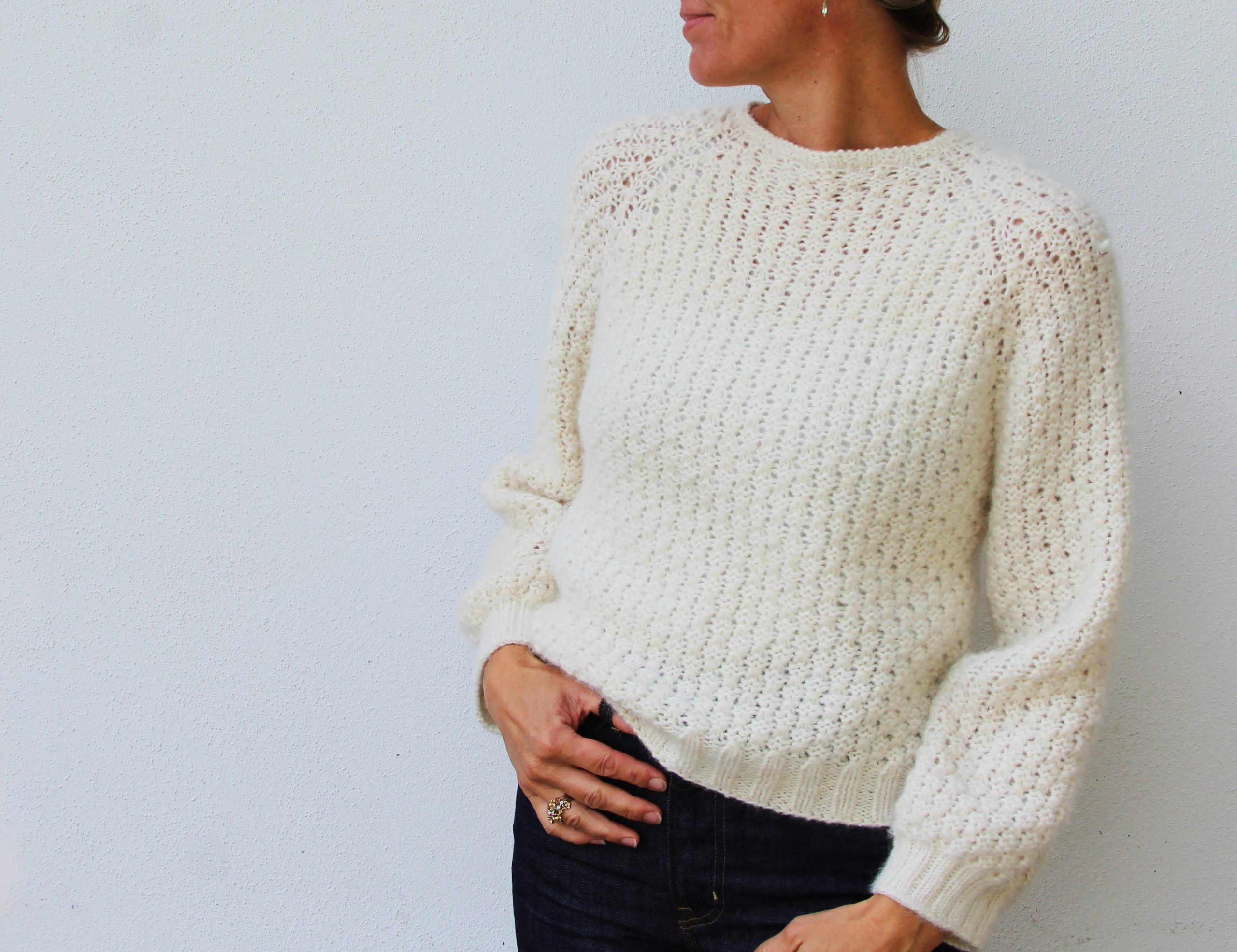 Strikkeopskrift VesterbyCrea.No.21 Sweater med halvpatent mønster