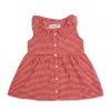 Kids Sleeveless Frock Check Red front