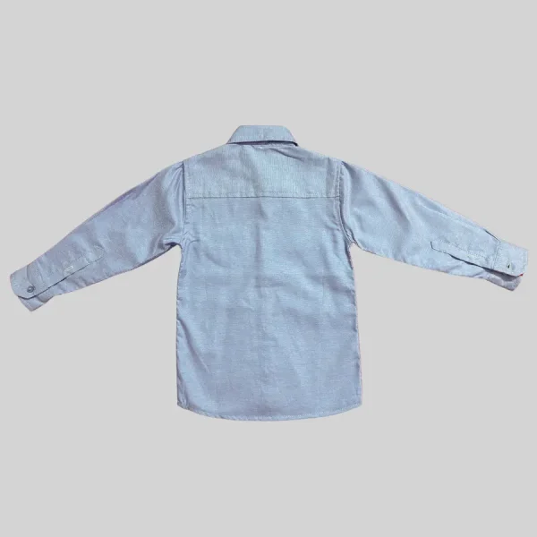 Kids Boys Casual Cotton Shirt Sky Blue with Yellow Accents back