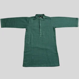 Kids Boys Dark Green Kurta with White Trouser