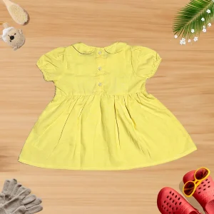 Kids Girls Cotton Smocking Frock Yellow