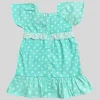 Kids Girls Frock Polka Dots with Buttons front