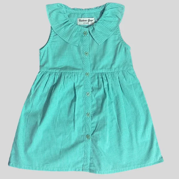 Kids Girls Sleeveless Frock Mint Green Small Check front