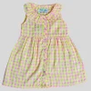 Kids Girls Sleeveless Frock Pink Yellow Check front