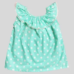 Kids Girls Sleeveless Frock Polka Dots front