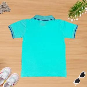 Kids Boys Cyan Polo T-shirt