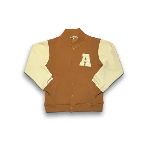 Kids Baseball Jacket Brown and Cream