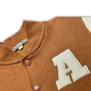 Kids Baseball Jacket Brown and Cream
