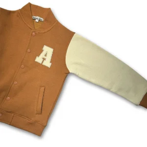 Kids Baseball Jacket Brown and Cream