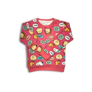 Girls Fleece Pink Sweatshirt Peanuts Snoopy