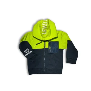 Teens Zipper Hoodie Neon Green & Navy